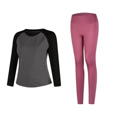女款瑜伽長袖T恤+內搭褲組