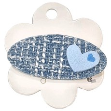 SY(童)手作造型BB夾-愛心藍，手工製作精緻髮飾，寶貝時尚可愛配件, 1入