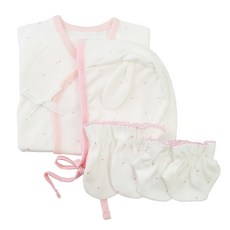 babybear 嬰兒愛心點點肚衣+手套+腳套+帽子