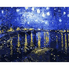Aiemmini DIY 星光畫+光纖心情燈套組 40 x 50cm, 阿爾勒的星夜