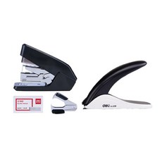 deLi 迷你33號針訂書機+手持式除針器 E0236 隨機出貨, 黑色的, 1套