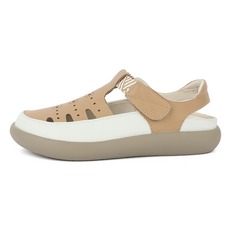 J SHOE 女款 皮革 Vent-O 鏤空 淺口平底涼鞋 3cm, 240, 米色