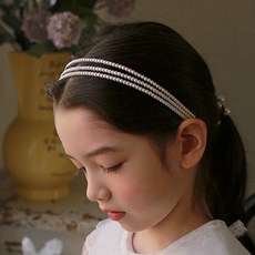 LuckyBambine 女童小巧三排珍珠髮帶 兒童髮箍