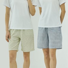 테라우드 깅엄 체크 냉감 5부 파자마 바지 2p