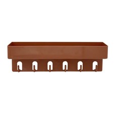 強力黏貼式 6孔掛鉤多功能置物架, 棕色, 1個