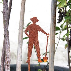 Steel Deco 園藝男人A花盆插牌 仿鏽處理, 棕色