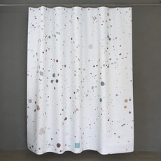 OneSevenNine 布料浴簾 + C型塑膠窗簾環 12入組, 墨滴, 1個