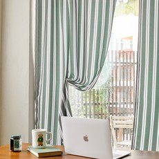 BAZAAR The Lines 三層編織白色遮光窗簾 窗戶型 2入, 深綠色