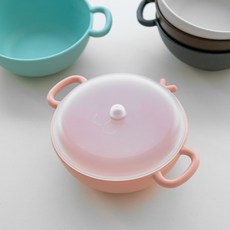 NIneware 韓國製動物麥片碗附蓋組, 粉紅色, 1套