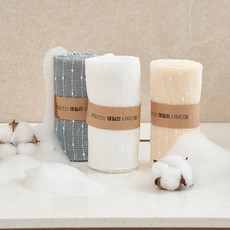 SHABATH 每日日常低刺激棉柔感沐浴巾 3款, 1套, 米色, 白色, 灰色