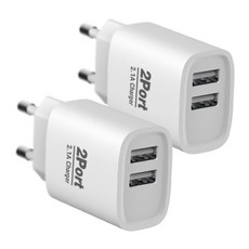 PRiME Q 2.1A 2孔 USB 適配器 充電頭 有線高速多孔充電器, 白色, 2個