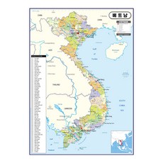 越南地圖 (小) 行政區護貝型 78 x 110 cm, 地圖.com