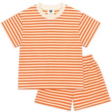 Golden Rabbit 兒童透氣短袖毛圈布條紋上下裝套組