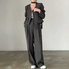 Chichills Bella圍巾V領西裝外套 + 長褲套裝 12258