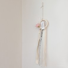 아스파시아 따스한 우드링 리본드림캐쳐 + 선물포장 세트, 핑크