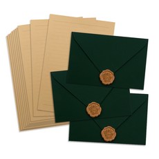 高級絲絨信紙信封組 深綠色, 1組