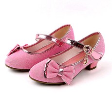 嚕嚕咻 女童亮片側邊蝴蝶結跟鞋