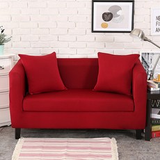 Ilovehome 高彈性單色簡約沙發套, 深紅色
