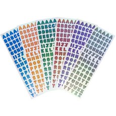 스티커마켓 오로라 홀로그램 알파벳 스티커 미디움 6종 세트, 혼합색상, 1세트