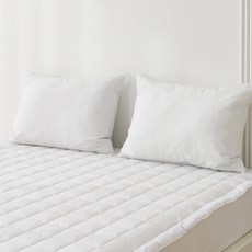 지베딩 체크 듀라론 냉감 베개커버 2p + 베개솜 2p 세트, 화이트