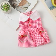 Yorungae 寵物甜美格紋領洋裝, 1個, 03 粉紅色