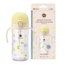 BebeGrow 防滑把手按壓式防溢吸管杯, 1個, 280ml, 圖形款