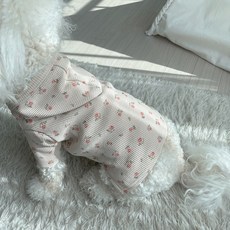 Grooming Dog 碎花寵物連帽T恤, 米色