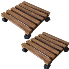 雙收生活硬木方形花盆底座2p, 單色