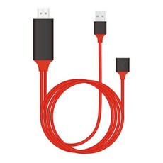 Looking iPhone Samsung Galaxy USB HDMI 手機電視鏡像線, 紅色