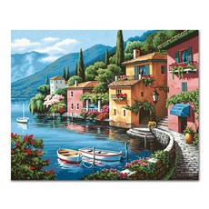 ADICO DIY 繪畫粉紅色港口村 PH40 50 x 40cm, 混色