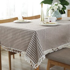 파라주니 감성 홈카페 인테리어 줄무늬 사각 식탁보 HJ1418, 브라운, 1개, 100 x 140 cm