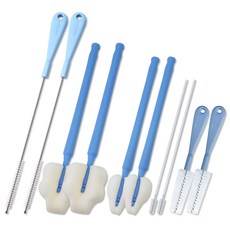 babybear 保溫杯清潔刷 長海綿寬刷 + 迷你刷 + 吸管刷 + 多用途清潔刷 + 長柄刷 5件組, 2套, 藍色