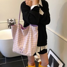 MEICHEL Nudiel 字母小狗格紋雙面環保袋 11418