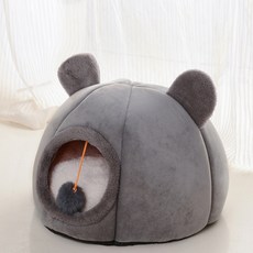 데이소이 고양이 심플 곰돌이 모양 숨숨집, 그레이 베어, 1개