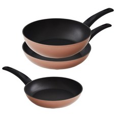 LocknLock 樂扣樂扣 鍋具3件組 IH爐適用, 玫瑰金, 平底鍋 24cm + 28cm + 炒鍋 28cm, 1組