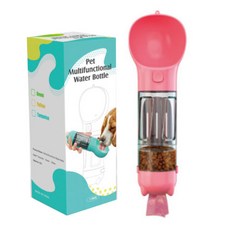 韓國 NONDA 4合1寵物便攜式水瓶 300ml, 粉紅色, 1個