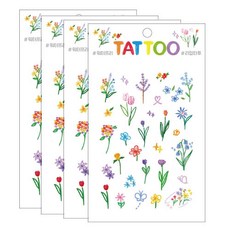 Petit 迷你紋身貼紙 TS006, 彩色花朵, 4個
