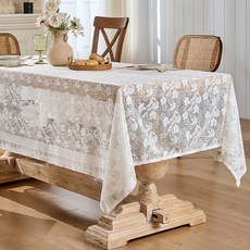 마켓에이 플로르 레이스 식탁보, 화이트, 1개, 150 x 150 cm