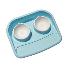 흘림 받침대 반려동물 식기 2구 YT_RC540, 블루, 1개