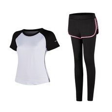 女款時尚瑜伽短袖T恤+短褲內搭褲