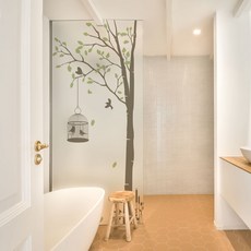 GGOOMIM 無黏性白樺樹林故事玻璃門窗貼 ps276_m, C鳥籠, 100 x 210 cm