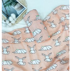 LuxuryBaby 嬰幼兒用雙層竹纖維紗布毯, 兔子