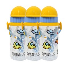 LE BARN AMOUG US背帶吸管水壺 3入, 混色, 350ml