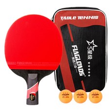 Leon單人運動5星筆筒式桌球拍 紅色 HY236, 單品