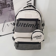 FROM HEAVEN 字母印花網狀後背包+圓形零錢包 P728, 象牙