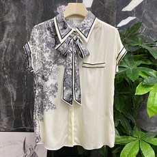 ATTERLIC 奢華縫線圖案亮點蝴蝶結短袖女衫 00167