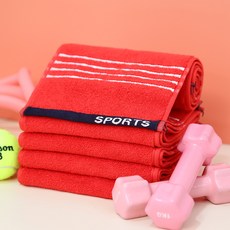 From Cotton 30支DTY迷你條紋運動毛巾 5條組, 紅色, 1組