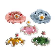 毛皇上 寵物頭套編織帽, 1組, 粉花 + 藍花 + 粉白邊 + 黃白邊 + 綠白邊花苗