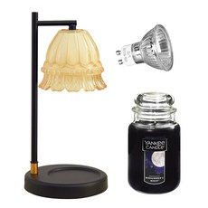 YANKEE CANDLE Lati Lighting Fairin Candle Warmer+Rajja Candle 仲夏夜套組, 黑色（蠟燭加熱器）