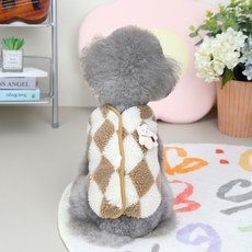 랜보어 반려동물 다이아패턴 수면조끼, 브라운, 1개